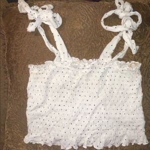 PacSun LA Hearts Halter White Polka Dots Crop Top Size Small